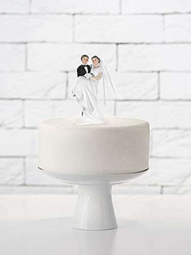 P&D - Decoración para tartas de novia con velo en brazos, color blanco y negro