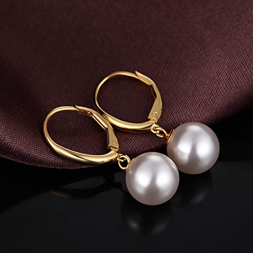 Pendientes de plata para mujer Pendientes de perla 925 Pendientes de aro color oro Pendientes de perla de agua dulce 5A + para mujer, niña, pendientes de oro jiamiaoi