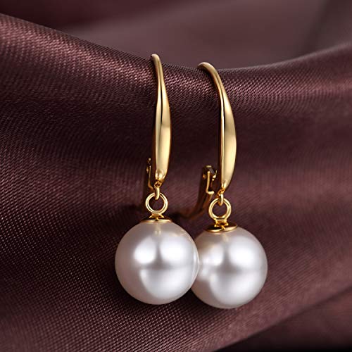 Pendientes de plata para mujer Pendientes de perla 925 Pendientes de aro color oro Pendientes de perla de agua dulce 5A + para mujer, niña, pendientes de oro jiamiaoi