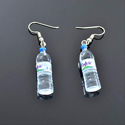 Pendientes Vacaciones Botellas de agua mineral personalizadas Pendiente Botellas de cerveza Lindo Pendiente simple y elegante Oreja de dos estilos   Azul