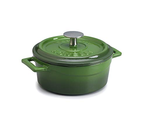 Pentole Agnelli COGHSRP10410G Línea de cacerolas de cocción Lenta de Hierro Fundido, 10 cm, 0.35 l, Verde