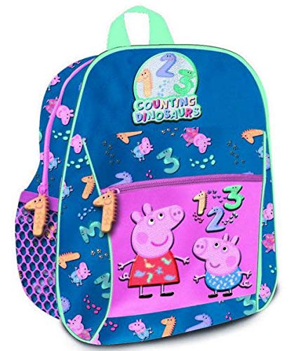 Peppa Pig Mochila Mediana 32cm contando dinosaurus Tiempo Libre y Sportwear Infantil, Juventud Unisex, Multicolor (Multicolor), 32 cm