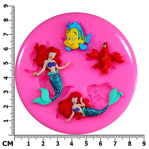 Pequeña sirena Molde de silicona para la torta de Decoración Pastel de Cupcake Toppers Glaseado Sugarcraft Tool por Fairie Blessings