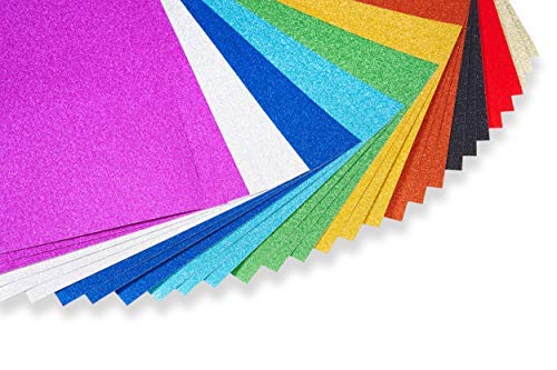 perfect ideaz cartulinas de brillantina de colores, 30 hojas DIN- A4, pliegos de brillantina para manualidades, 10 colores diferentes, 160 g/m², cartulina para hacer manualidades