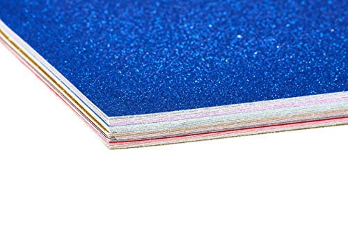 perfect ideaz cartulinas de brillantina de colores, 30 hojas DIN- A4, pliegos de brillantina para manualidades, 10 colores diferentes, 160 g/m², cartulina para hacer manualidades