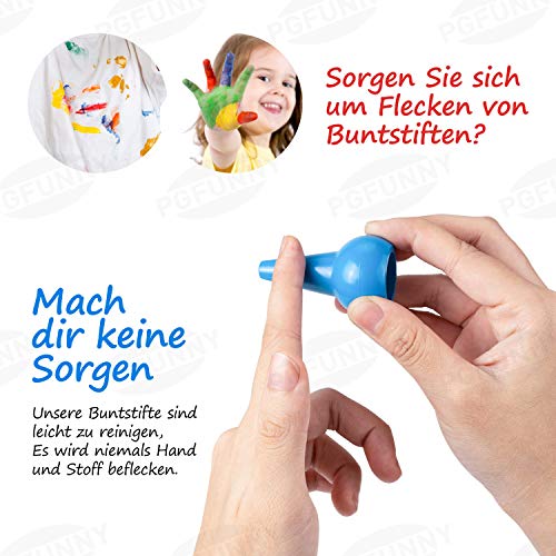 PGFUNNY Lápices de Colores para Niños, Pintura de Dedos para Niños 12 Colores Ceras de Colores, Pintura Dedos Bebe no toxica,Apilables y Apto para niños pequeños