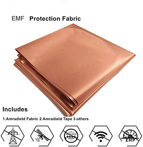 PHBSF Tejido De Protección EMF Tejido De Cobre Bloqueo RFID/RF-Reduce EMF/emi Protección Tejido Conductor Previene De Radiación/Señal/WiFi Color Dorado 43"Ancho(Size:1.1 * 2m)