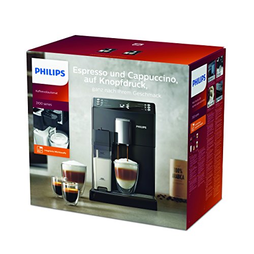 Philips 3100 series EP3550/00 - Cafetera (Independiente, Máquina espresso, Totalmente automática, 1,8 L, Granos de café, De café molido, Molinillo integrado) Negro