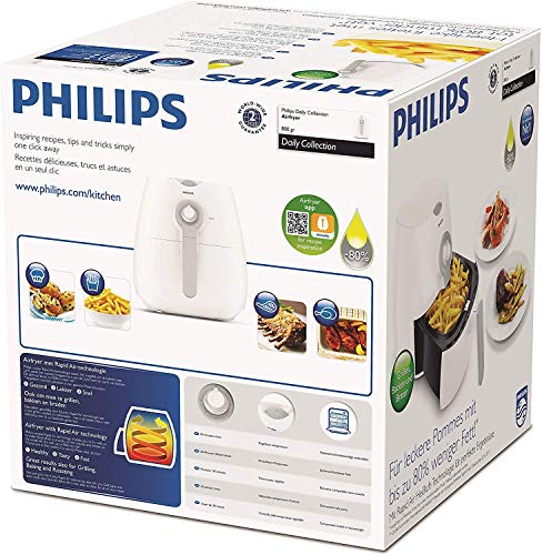 Philips AirFryer HD9216/80 - Freidora sin Aceite con Tecnología Rapid Air, 0.8 kg, Blanco