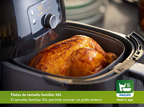 Philips AirFryer HD9652/90 Freidora sin aceite, con tecnología Twin TurboStar y accesorio divisor de sartenes, libro de recetas Incluido, tamaño familiar XXL, color negro, 2225 W, 1.4 kg