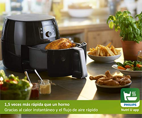 Philips AirFryer HD9652/90 Freidora sin aceite, con tecnología Twin TurboStar y accesorio divisor de sartenes, libro de recetas Incluido, tamaño familiar XXL, color negro, 2225 W, 1.4 kg