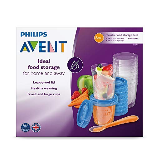 Philips Avent - Juego de recipientes para comida de bebé (20 recipientes + 1 cuchara + libro recetas)