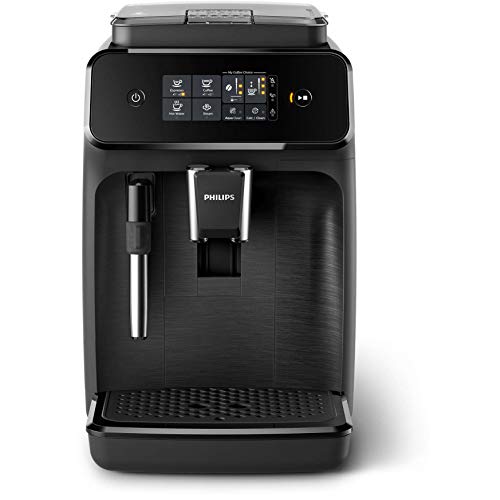 Philips Cafeteras Espresso Completamente automáticas EP1220/00 Serie 1200 Negro Mate con pannarello, 1.8 litros, Acero