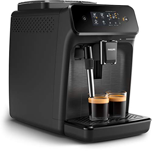 Philips Cafeteras Espresso Completamente automáticas EP1220/00 Serie 1200 Negro Mate con pannarello, 1.8 litros, Acero