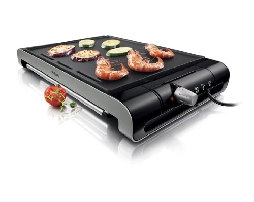 Philips HD4418/20 - Plancha de Asar, 2300 W, Antiadherente, Apto Lavavajillas, Color Negro