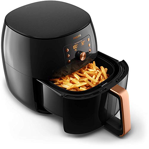 Philips HD9860/90 Airfryer XXL Smart Sensing - Freidora de aire caliente (2225 W, para 4-5 personas, 1400 g, pantalla digital), color negro y oro rosa