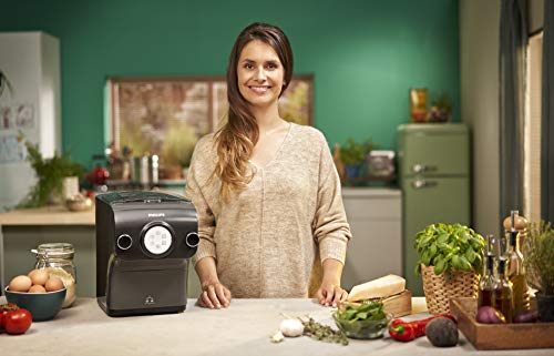 Philips HR2382/15 - Máquina para Hacer Pasta Fresca en Menos de 10 Min, Tecnología de Peso Automático, Capacidad para 600 g, 8 Variedades de Pasta, Color Negro