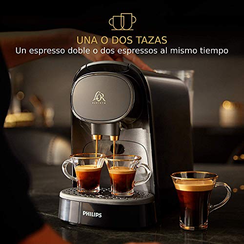 Philips L'OR Barista LM8016/90 - Cafetera compatible con cápsula individual/doble, 19 bares presión, depósito 1L, acabado Premium