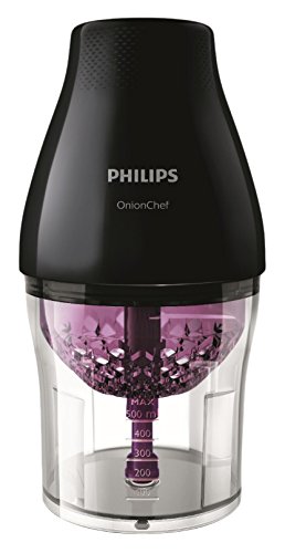 Philips Onion Chef HR2505/90 - Picadora, 500 W, 1.1 L, 2 Velocidades, Color Negro