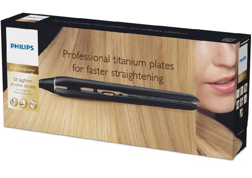 Philips Pro HPS930/00 - Plancha de Pelo Profesional, Placas Titanio 110 mm, Ionica, Control Digital Temperatura 140º a 230º, Negro