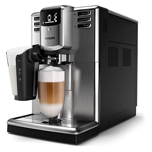 Philips Serie 5000 EP5335/10 Cafetera Súper, 6 Bebidas de Café, Jarra de Leche Latte Go Muy Facil de Limpiar, Limpieza Automatica, Molinillo Ceramico, Acero Inoxidable