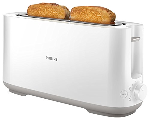 Philips Viva Collection Tostadora, 950 W, Plástico, Blanco/Plateado