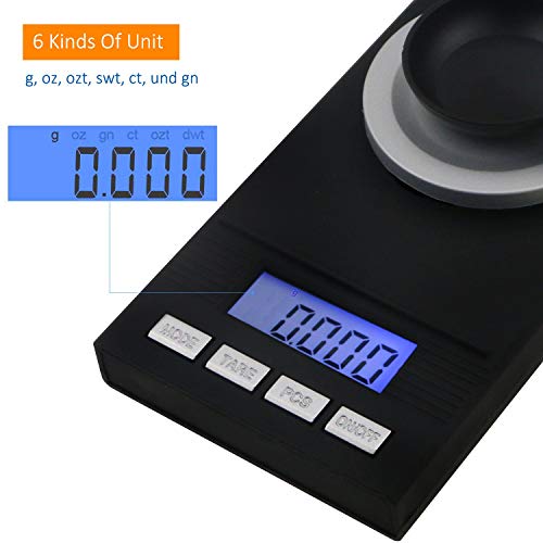 Philonext Digital Milligram Scale 50 X 0.001g - Mini LCD Digital Pocket Lab Weight Scale Reloading Jewelry Scale with Calibration Weights Tweezers and Weighing Pans