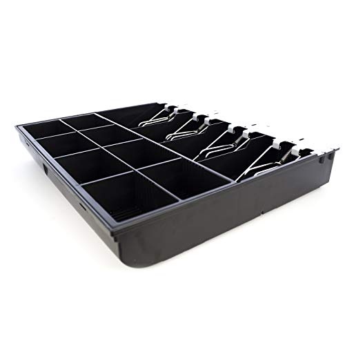 PHOENIX TECHNOLOGIES - Bandeja para cajón portamonedas de dinero en efectivo con 4 compartimentos de billetes y 8 de monedas negra universal 35,5 x  32,6 cm Cash Drawer