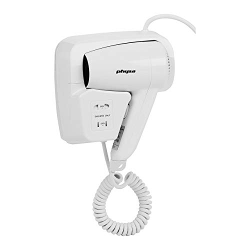 Physa SICCO Secador de pelo de pared eco (1200 W, temperatura máxima del aire de 58 °C, velocidad del aire: 15 m/s)