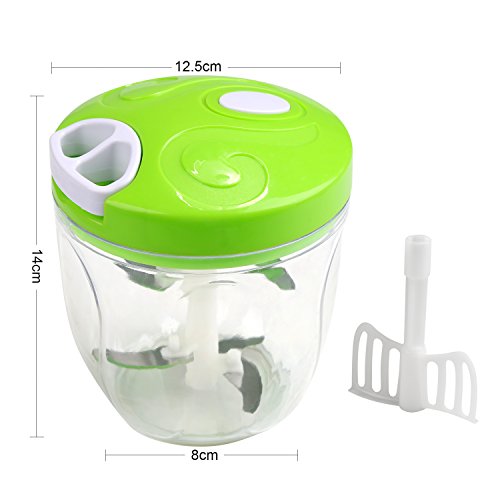 Picadora de Verduras Manual, Ballery Cortador de Verduras 5 Cuchillas de Acero Inoxidable, Picadora de Alimentos para Picar Frutas,Verduras, Frutos Secos, Hierbas,Cebolla para la Salsa (900ml)