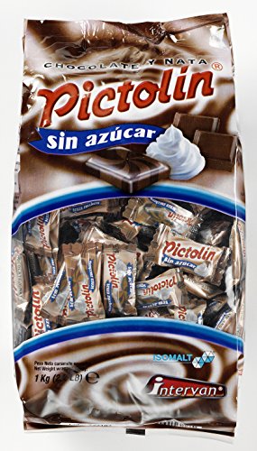 Pictolín Chocolate y nata sin azúcar - Caramelos de chocolate y nata sin azucares con edulcorantes - Bolsa de 1kg