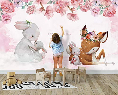 Pictur Papel Tapiz, Personalizado, Tela de Seda, Ciervos nórdicos, Madre e Hijo, Papel Tapiz de Fondo de Conejo, decoración del hogar