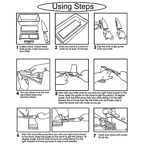 Piedra de Afilar, KELOFO 1000/4000 Grano Afilador De Cuchillos Profesionales Piedra Afiladores Afiladores Manuales con Base de Bambú Antideslizante/Piedra de Aplanamiento/Empuñadura de Guía de ángulo