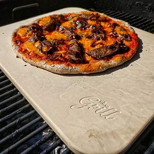 Piedra de Pizza para Horno y Parrilla con Tabla de Madera Hans Grill| Larga Duración, Buen Espesor y de Madera Real, Rectangular y Fácil de Manipular | Apta para Tartas, Pasteles, Pan, Calzones, y Más