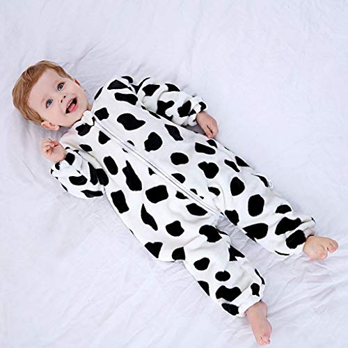 Pijama Infantil Mono CáLido De Franela Pijama Holgado De Dibujos Animados Suave Confortable Ropa para El Hogar Ropa Interior Abrigada Moda Casual Mameluco 10 Estilos para Elegir(Negro,0-24 meses/80)