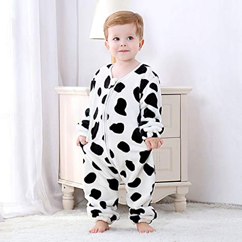 Pijama Infantil Mono CáLido De Franela Pijama Holgado De Dibujos Animados Suave Confortable Ropa para El Hogar Ropa Interior Abrigada Moda Casual Mameluco 10 Estilos para Elegir(Negro,0-24 meses/80)