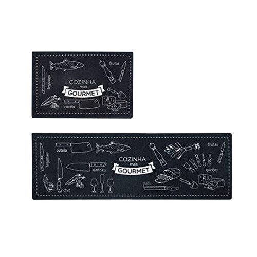 Pinji - Alfombras para Cocina Baño Alfombrillas de Poliéster de Cocina Absorbente Alfombrilla para Dormitorio Baño Antideslizantes Lavables(2 Piezas) #3