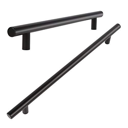 Pinson 224mm T Bar manijas Una manija del gabinete de cocina de acero inoxidable Puerta Armario Negro manijas del cajón Mobiliario de dormitorio para Centros de orificio: 224 mm (83/4) \ 15 Paquete