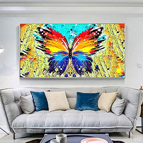 Pintura abstracta Animal carteles e impresiones coloridas mariposas lienzo pintura pared cuadros para sala decoración un 60x120 cm