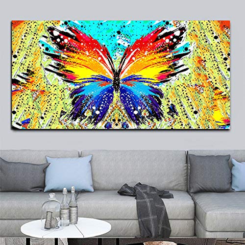 Pintura abstracta Animal carteles e impresiones coloridas mariposas lienzo pintura pared cuadros para sala decoración un 60x120 cm