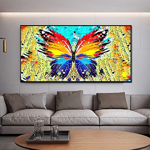 Pintura abstracta Animal carteles e impresiones coloridas mariposas lienzo pintura pared cuadros para sala decoración un 60x120 cm