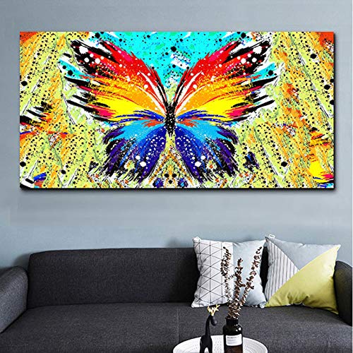 Pintura abstracta Animal carteles e impresiones coloridas mariposas lienzo pintura pared cuadros para sala decoración un 60x120 cm