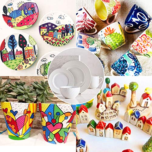 Pintura para Porcelana y Cerámica, RATEL 20 colores Pintura de porcelana Rotuladores de pintura acrílica, Permanente Rotuladores para tazas de bricolaje, tazas, platos, cerámica, cerámica