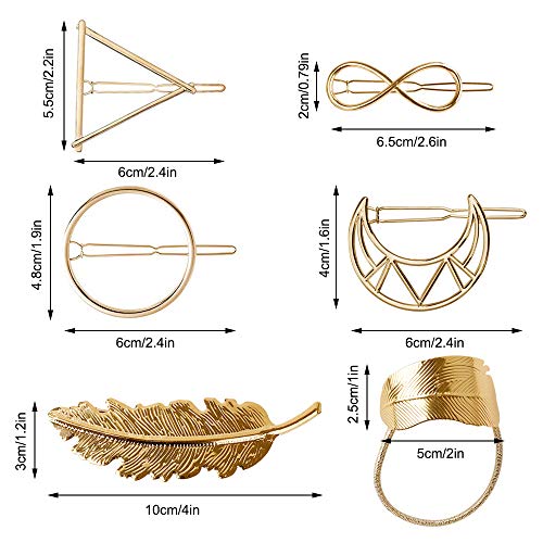 Pinzas para el Pelo de Metal Vintage Hueco Geométrico Horquillas Pelo Clip Abrazaderas Triángulo Círculo Luna Clips de Pelo para Mujeres y Chicas 12 Piezas (Oro y Plata)