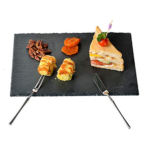 Pizarra para queso, bandeja de piedra sólida, tabla para servir queso y carne para el hogar, restaurante, cafetería, negro, 30x20x1cm