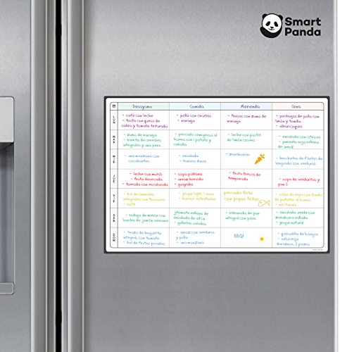 Pizarra Planificadora de Comidas y de Planes por SmartPanda - Calendario Magnético Grande Ideal para Planificar Estudios, Tareas o Dietas - Pizarra Blanca para la Nevera – Semanal, En Español