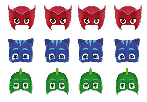 PJ Masks 0551, Pack 12 caretas, Multicolor para Fiestas y cumpleaños