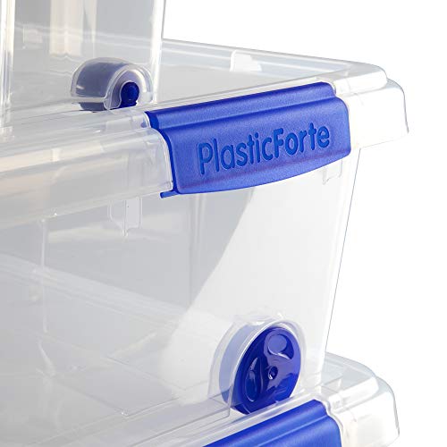 PLASTIC FORTE, Caja de almacenamiento, TRANSPARENTE, 25 Litros, sin ruedas