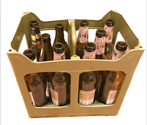 Plástico 10 Compartimientos Caja de Cajón Contenedor Botella De Cerveza Se adapta a botellas de 10 x 330 - 500ml Utilizado Casa Depósito Apilado Reciclaje Cristal Cervecerías Vino Sidra (Verde, 1)