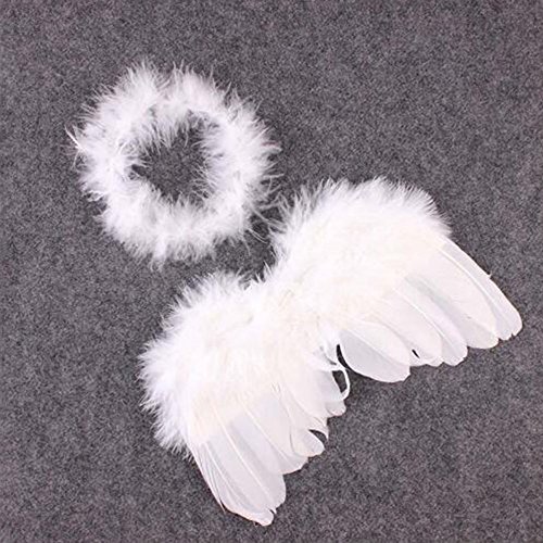 Plumas Alas Aureola de Angel de Cupido Props Libre Para Bebá0-6 Meses